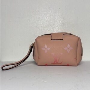 Elegant Peach and Red Monogram Wristlet